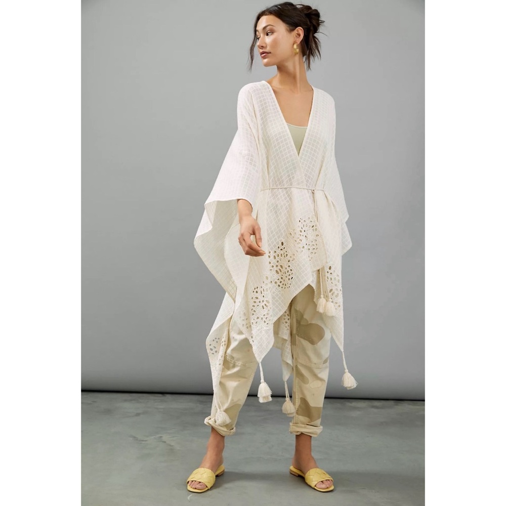 Anthropologie Tasseled Eyelet Kimono NWT (One Size Fits All)